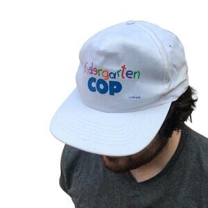 Vintage 1990 Kindergarten Cop Movie Promo Hat White Arnold Shwarzenegger